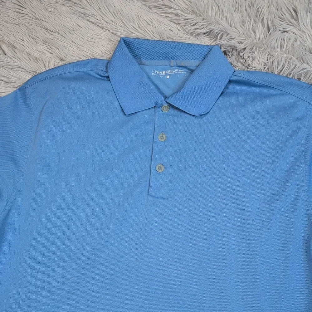 Nike Shirt Mens L Blue Golf Polo‎ Dri Fit Casual Comfort Preppy Athletic
